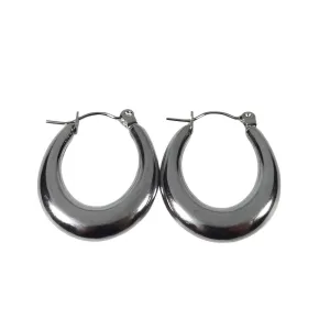 Flat Oval Stainless Steel Hoop Earrings