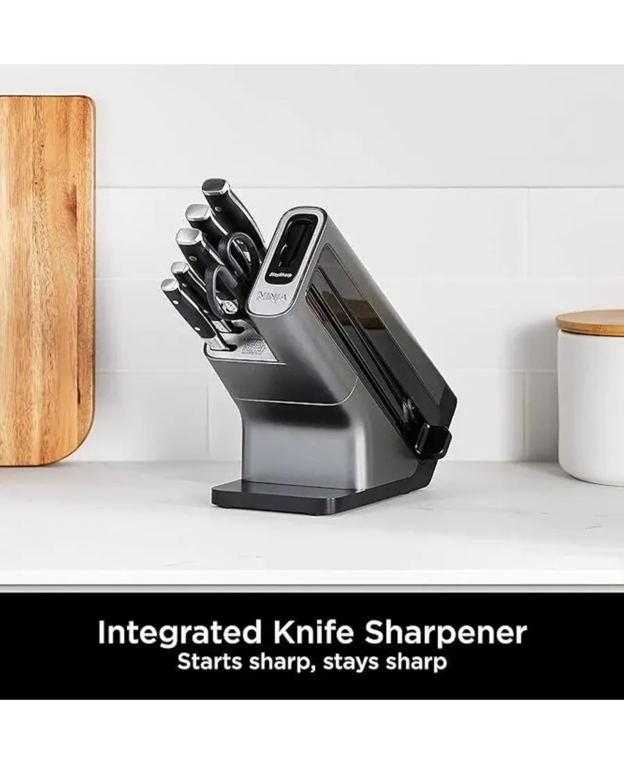 Foodi StaySharp Knife Block with Integrated Sharpener 6-Piece Set | Black