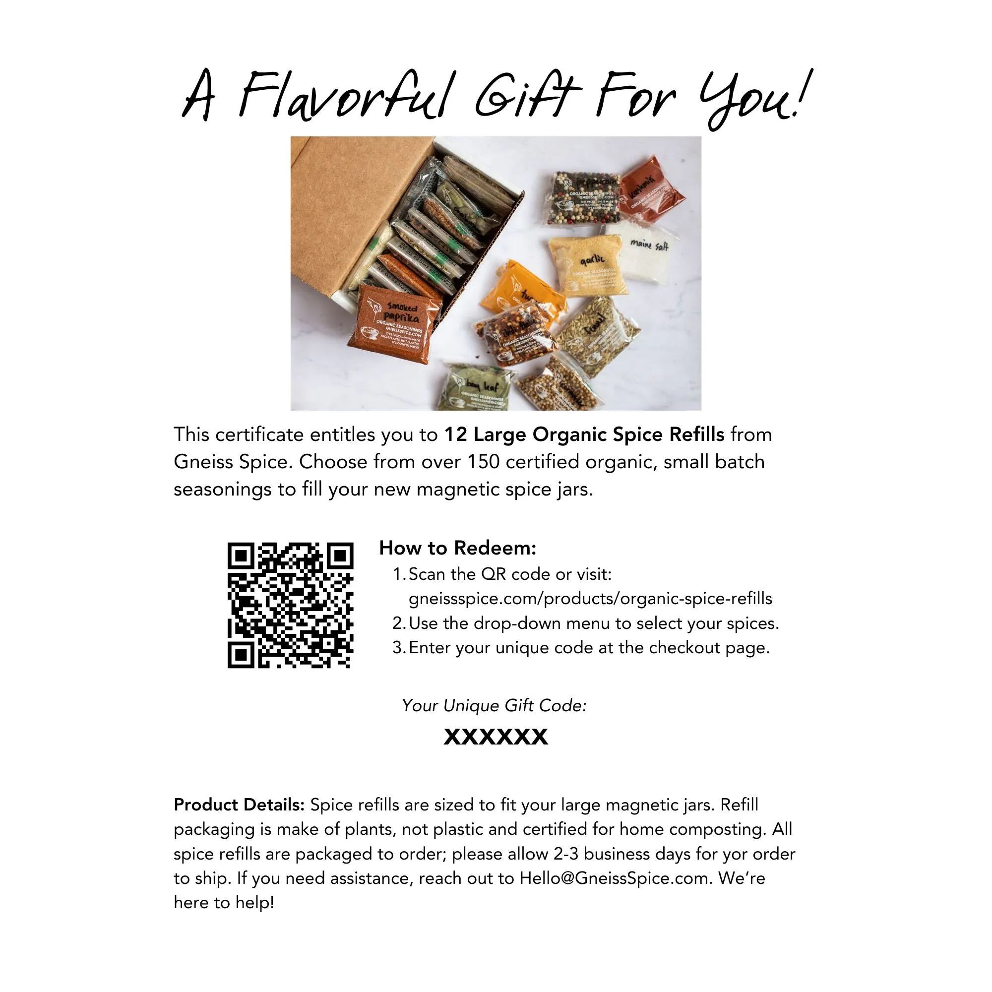 'FOODIE' GIFT BUNDLE: Empty Magnetic Jars & Gift Certificate for Organic Refills