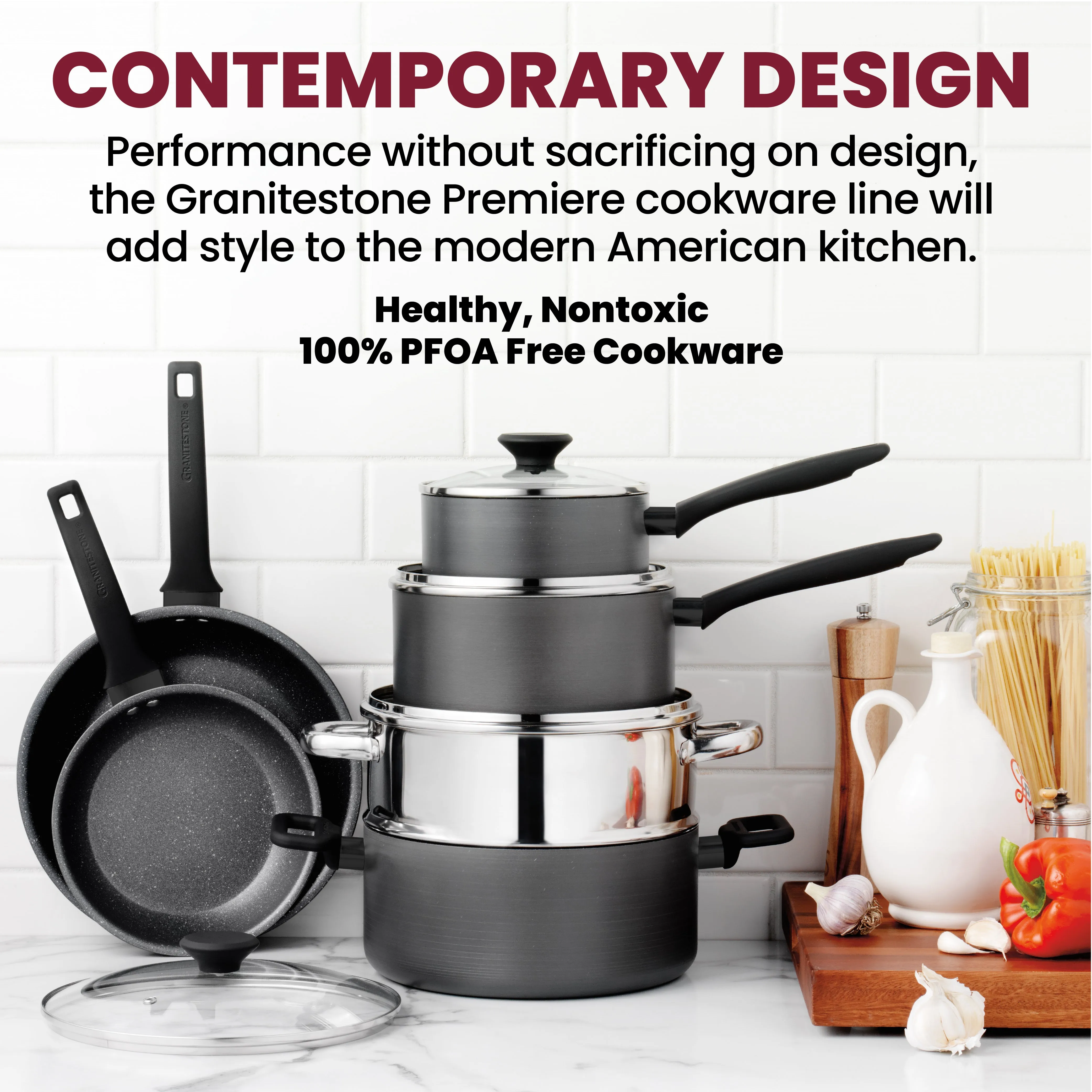 Granitestone 10-Piece Pro Premiere Hard Anodized Stovetop Set with Easy Grip Handles