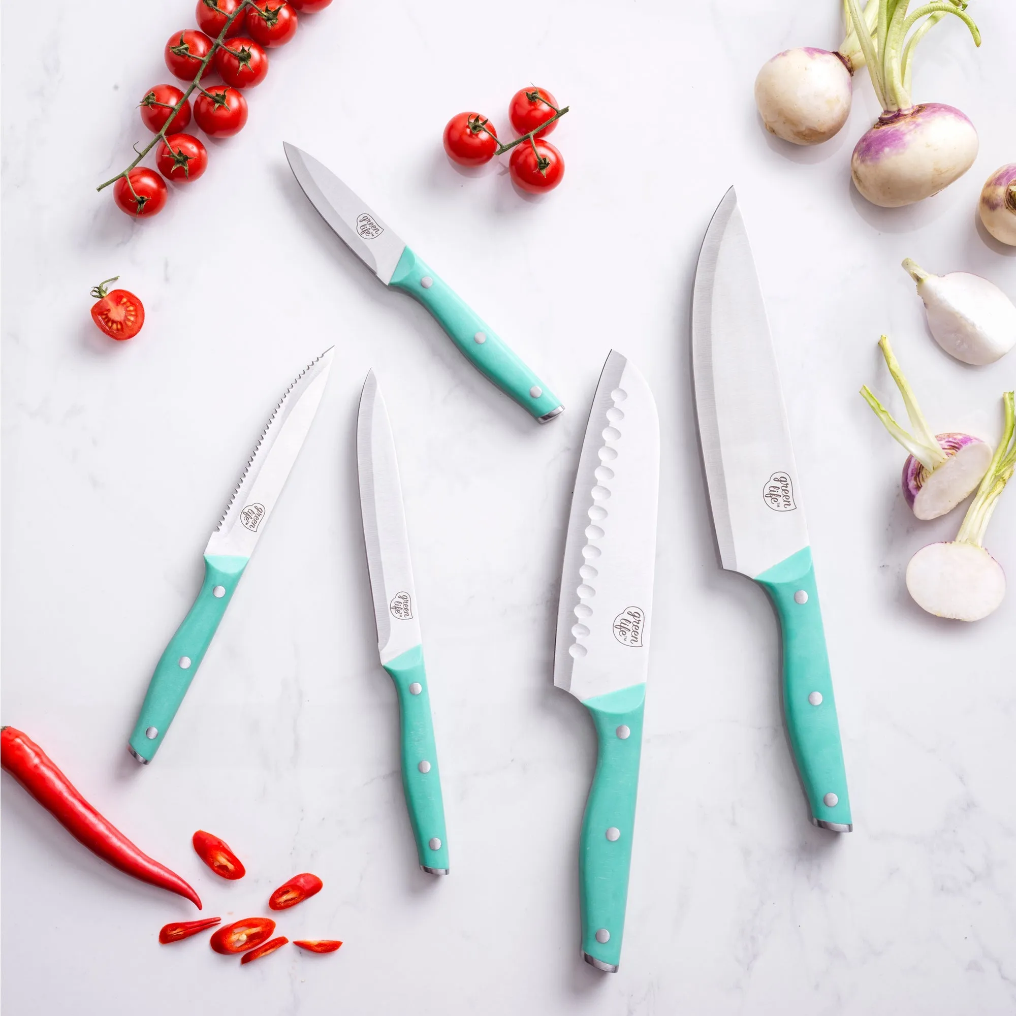 GreenLife Stainless Steel 5-Piece Cutlery Set | Turquoise