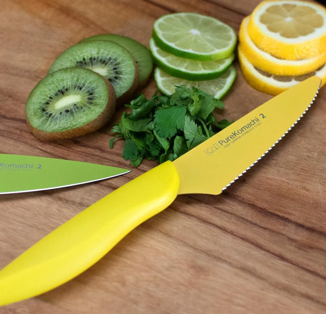 Kai Pure Komachi 2 Citrus 4″ w/Sheath (Yellow)