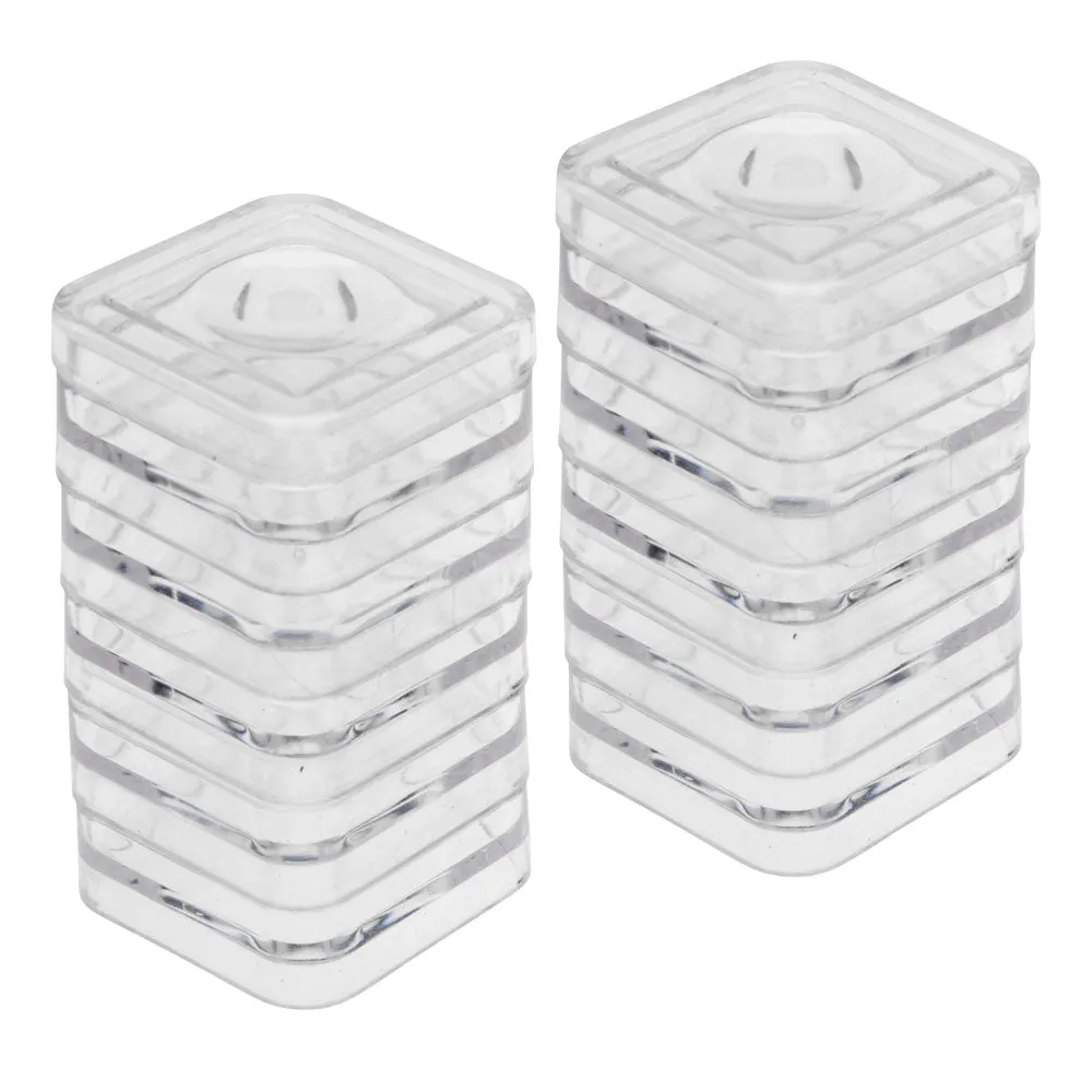 Keeper Squares Storage Container, Square Jars with Lids 1.25x2.3", 10 Containers