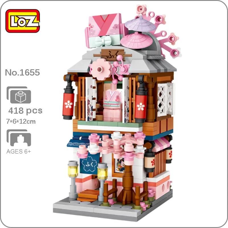 Kimono Clothing Shop | LOZ 1655 Building Bricks Mini Street Set for Ages 10 
