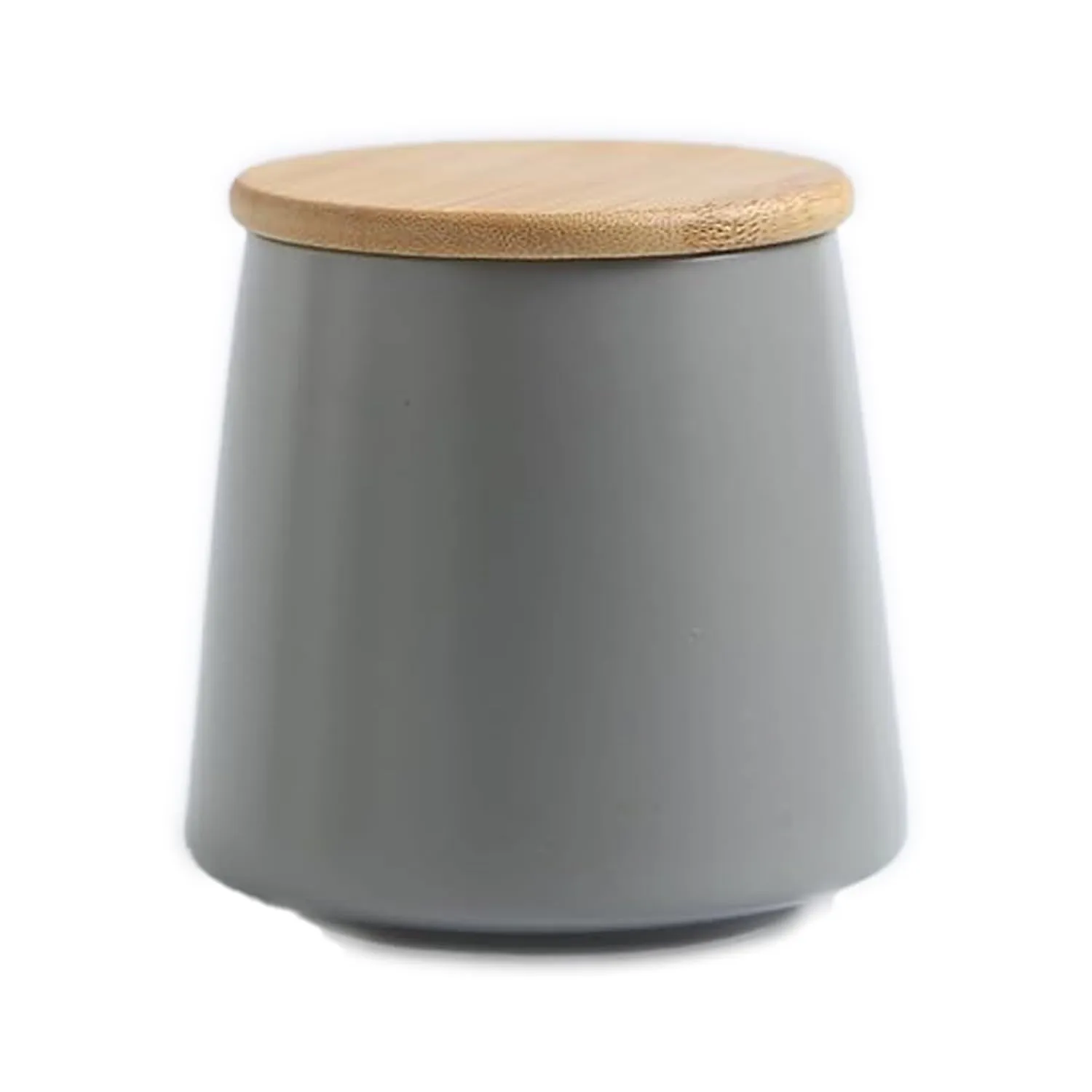 Kuber Industries Ceramic Jar | Food Storage Jar | Kitchen Storage Jar | Round Jar for Home | Sugar Storage Jar | Airtight Bamboo Lid | YX01-S-GY | 500 ML | Gray