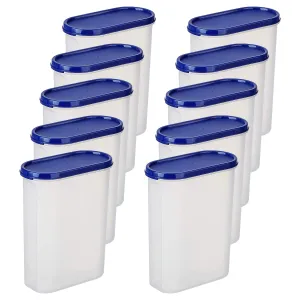 Kuber Industries Plastic Storage Containers With Lid I Set of 2, 2500 ml|Airtight, Stackable, Spill-proof, Travel-friendly|Transparent with Blue Lid|For Dry & Wet Foods, Cereals, Dryfruits (Pack Of 5)