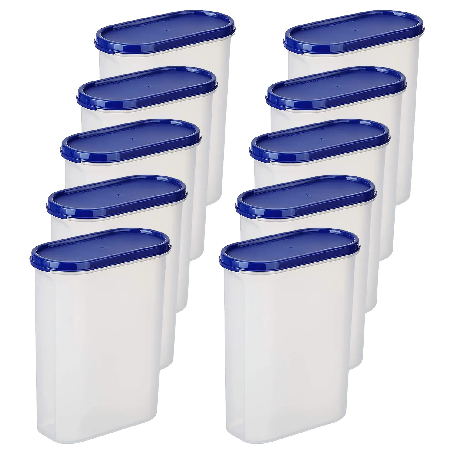 Kuber Industries Plastic Storage Containers With Lid I Set of 2, 2500 ml|Airtight, Stackable, Spill-proof, Travel-friendly|Transparent with Blue Lid|For Dry & Wet Foods, Cereals, Dryfruits (Pack Of 5)