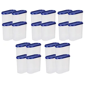 Kuber Industries Plastic Storage Containers With Lid I Set of 4, 1600 ml|Airtight, Stackable, Spill-proof, Travel-friendly|Transparent with Blue Lid|For Dry & Wet Foods, Cereals, Dryfruits (Pack Of 5)
