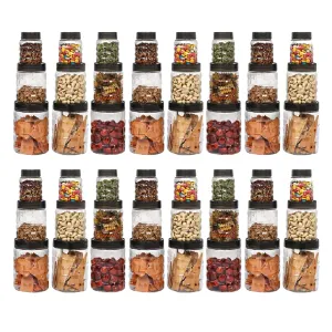 Kuber Industries Set of 24 Plastic Container Set | 1000ml, 500ml, 200ml I PET, Food Grade Plastic, 100% BPA Free | Airtight Container Set for Kitchen Storage |Small to Large, Transparent (Pack Of 2)