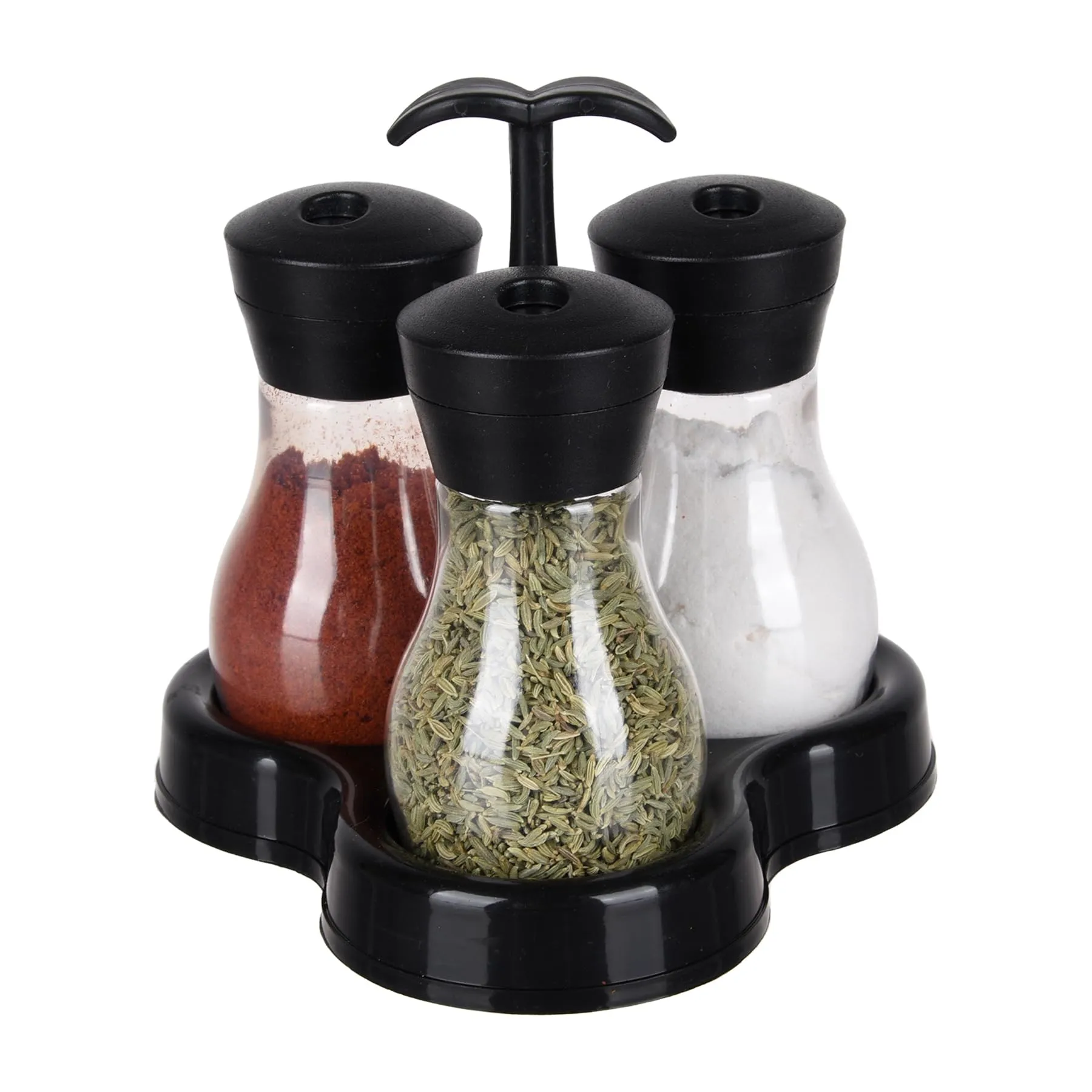 Kuber Industries Spice Rack | 3 in 1 Masala Rack Set | Kitchen Spice Storage Box | Spice Rack for Kitchen | Masala Spice Rack | Masala Daani | Masala dabba | Spice Jar | Black