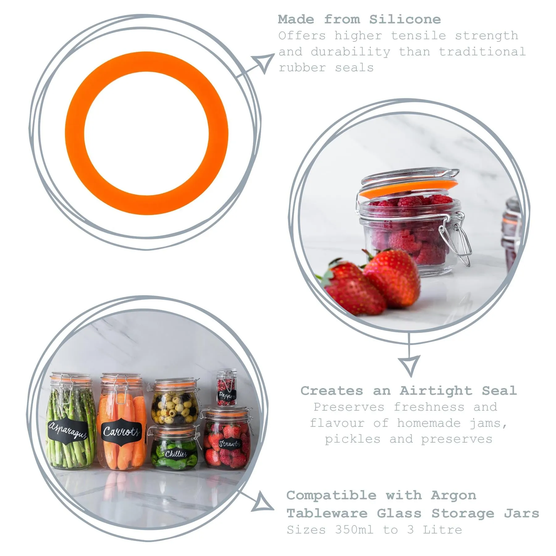 Large Glass Storage Jar Seals - Pack of Six - By Argon Tableware