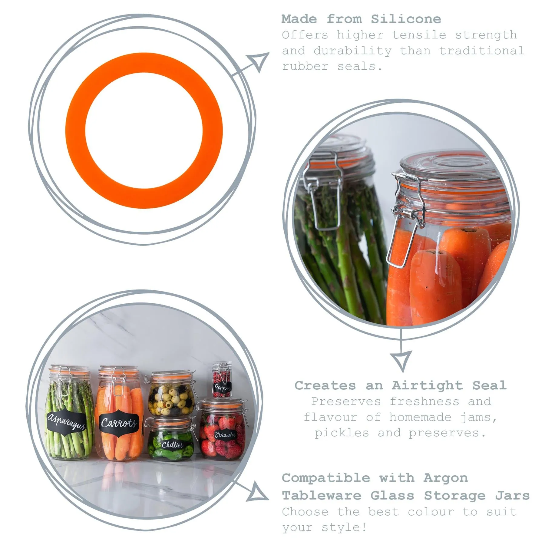 Large Glass Storage Jar Seals - Pack of Six - By Argon Tableware
