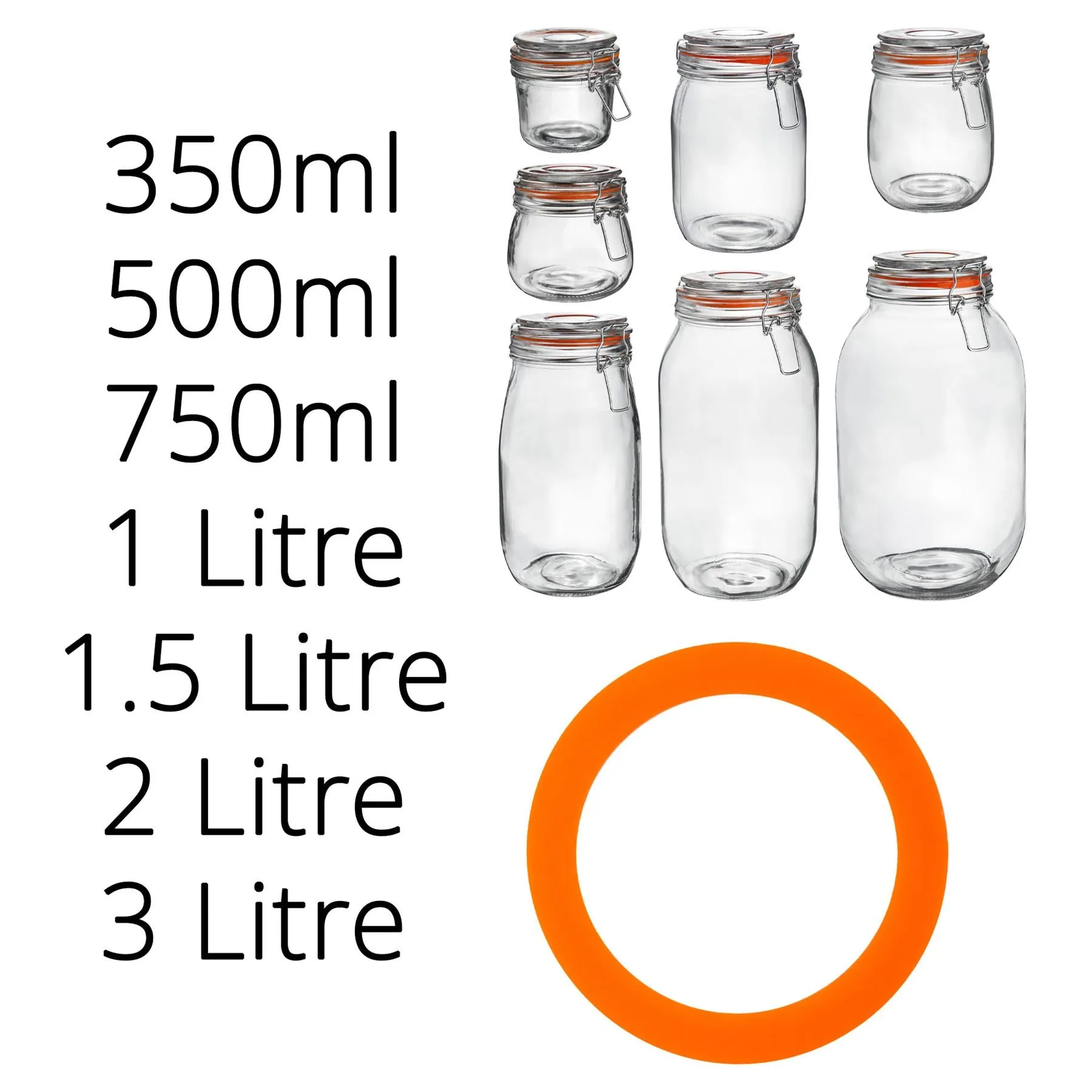 Large Glass Storage Jar Seals - Pack of Six - By Argon Tableware