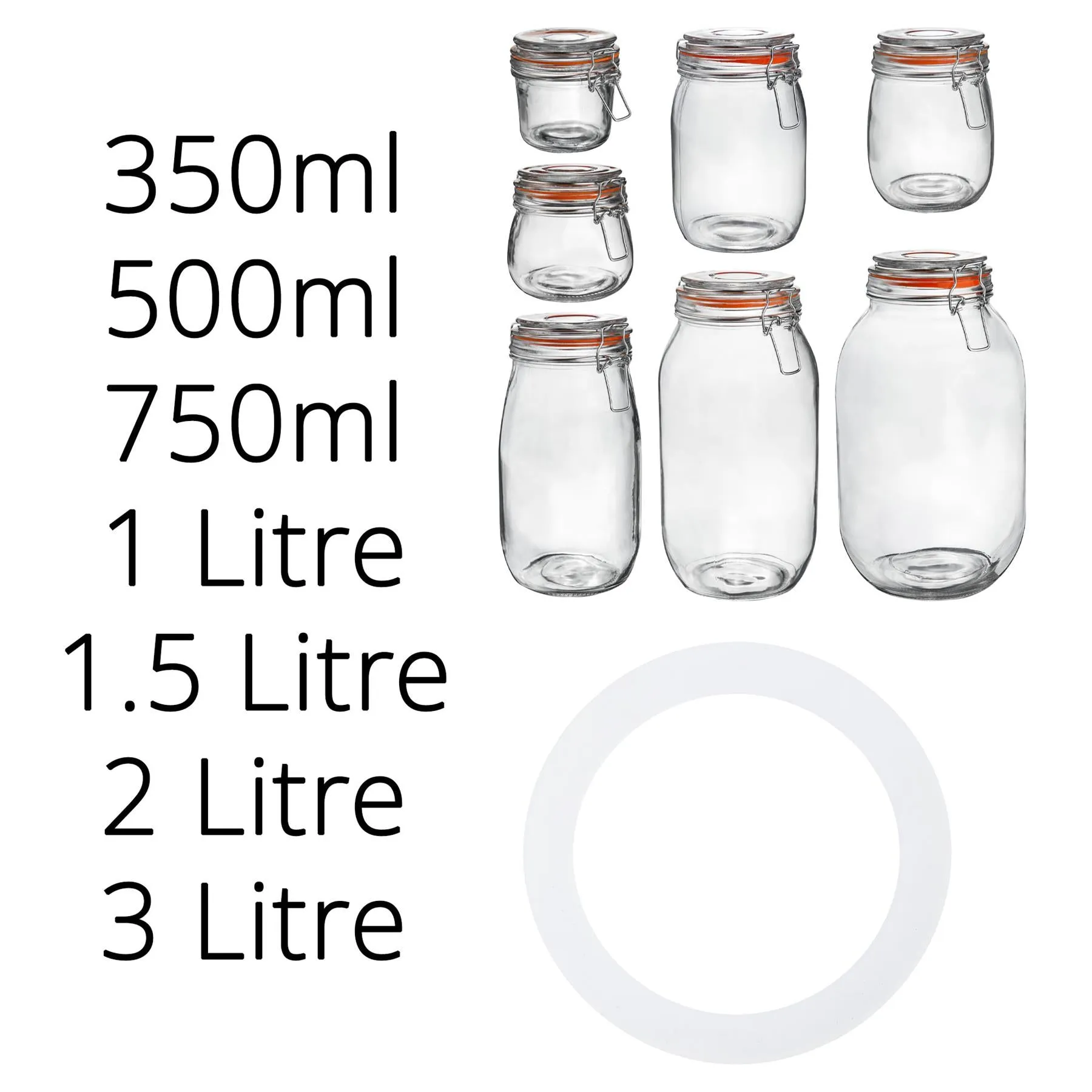 Large Glass Storage Jar Seals - Pack of Six - By Argon Tableware