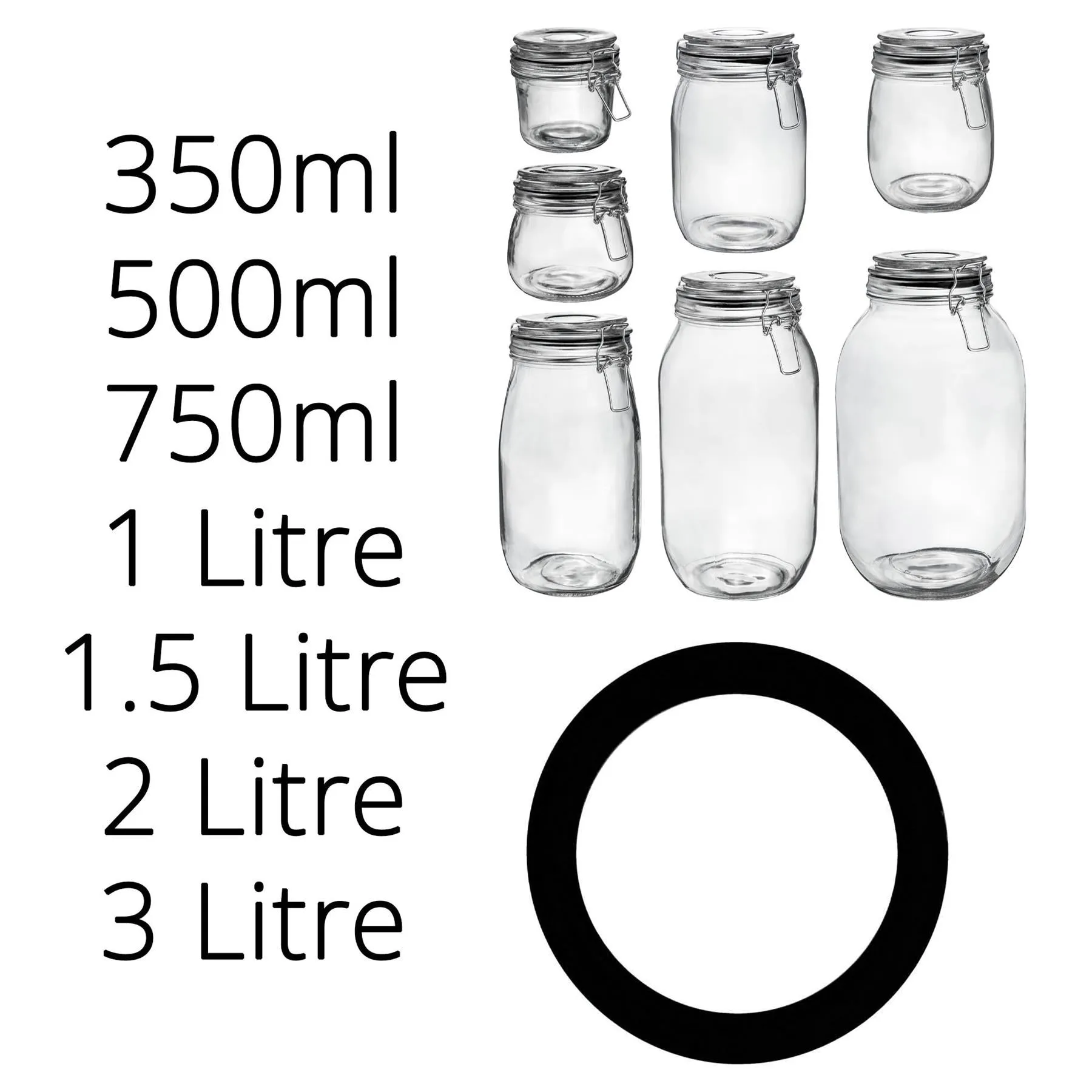 Large Glass Storage Jar Seals - Pack of Six - By Argon Tableware