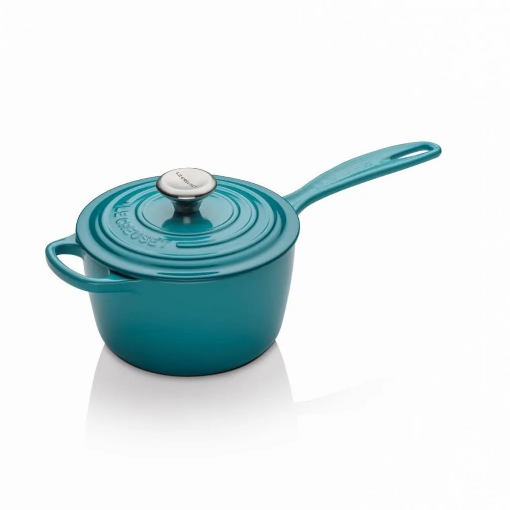 Le Creuset Signature Teal Cast Iron 3-Piece Saucepan Set – Premium Cookware for Perfect Sauces
