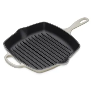 Le Creuset Signature Cast Iron Square Grillit 26cm Meringue