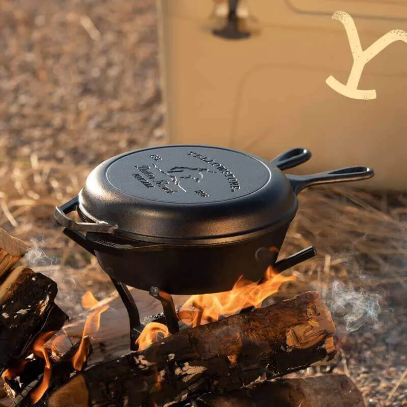 Lodge Yellowstone Seasoned Cast Iron Bucking Bronco Combo Cooker