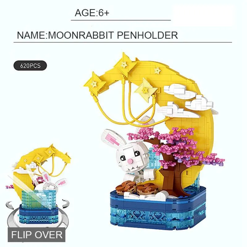 Mid-Autumn Festival Moon Rabbit Pen Holder | LOZ Mini Block Building Bricks Set Fairy Tale for Ages 10 