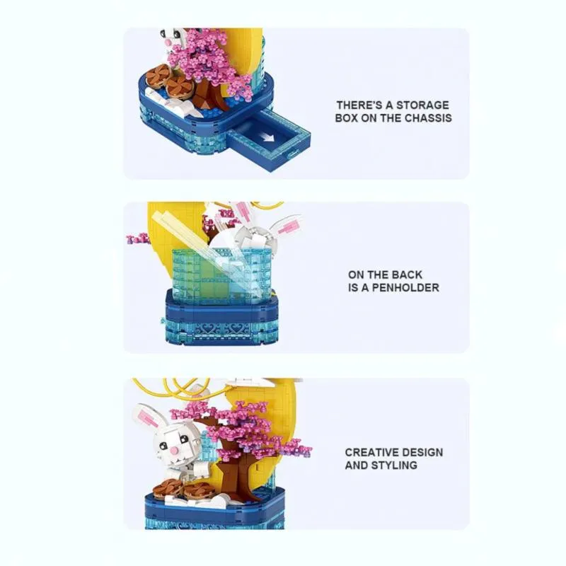 Mid-Autumn Festival Moon Rabbit Pen Holder | LOZ Mini Block Building Bricks Set Fairy Tale for Ages 10 