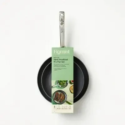 Open Box - 2pk (8" & 10") Aluminum Nonstick Hard Anodized Frypan Set Dark Gray - Figmint