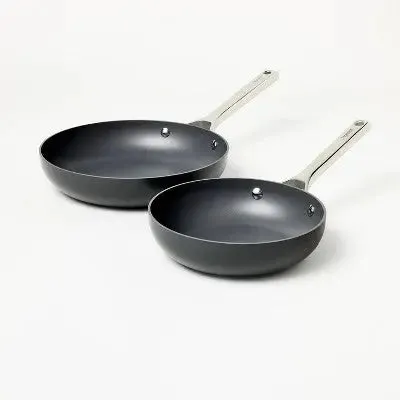 Open Box - 2pk (8" & 10") Aluminum Nonstick Hard Anodized Frypan Set Dark Gray - Figmint