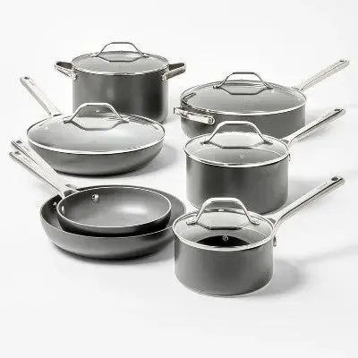 Open Box - 2pk (8" & 10") Aluminum Nonstick Hard Anodized Frypan Set Dark Gray - Figmint