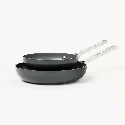 Open Box - 2pk (8" & 10") Aluminum Nonstick Hard Anodized Frypan Set Dark Gray - Figmint
