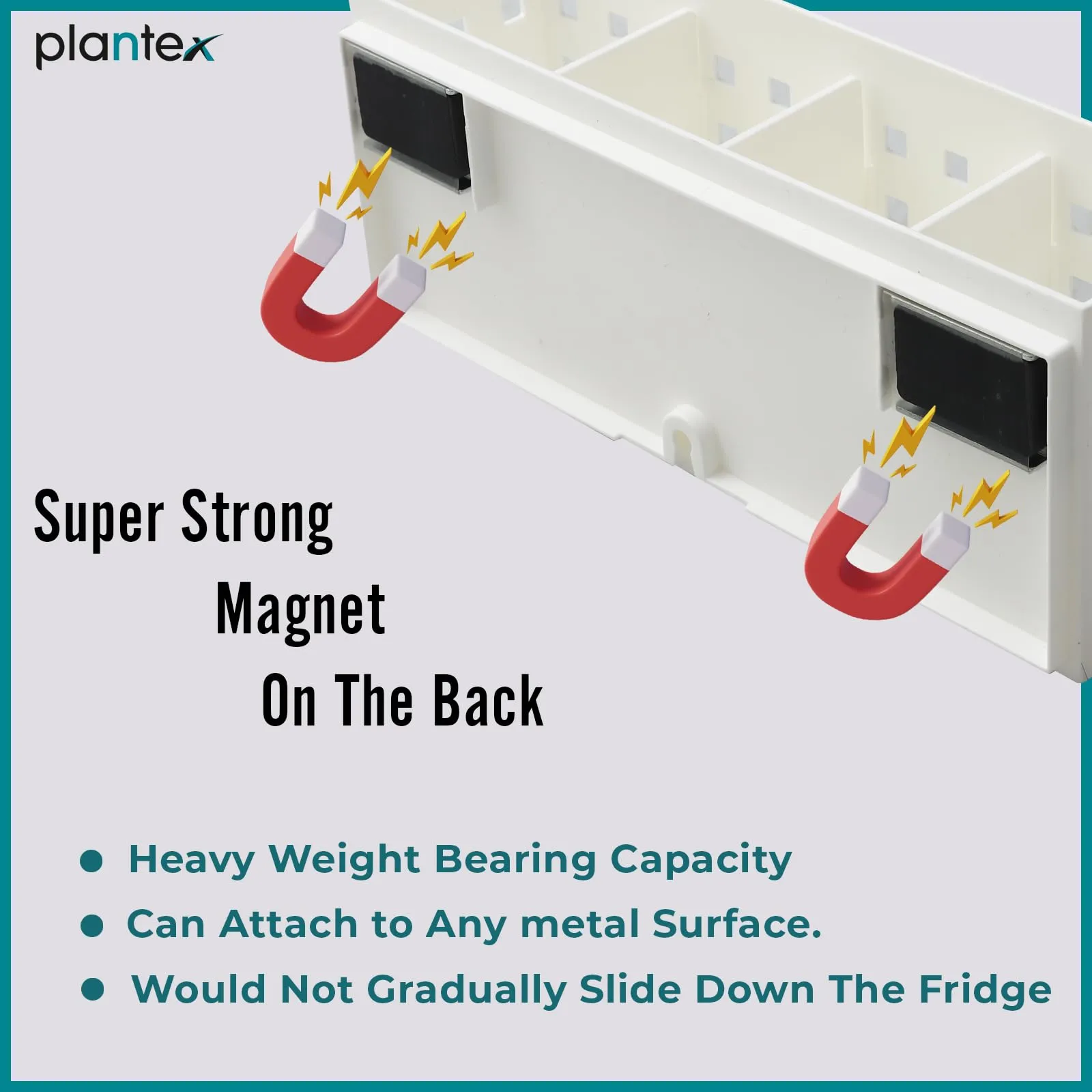 Plantex Magnetic and Self-Adhesive Storage Box for Kitchen/Magnetic Shelf for Fridge Side Organizer Storage Rack/Spice Rack for Kitchen (White)