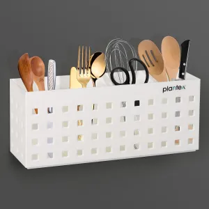 Plantex Magnetic and Self-Adhesive Storage Box for Kitchen/Magnetic Shelf for Fridge Side Organizer Storage Rack/Spice Rack for Kitchen (White)