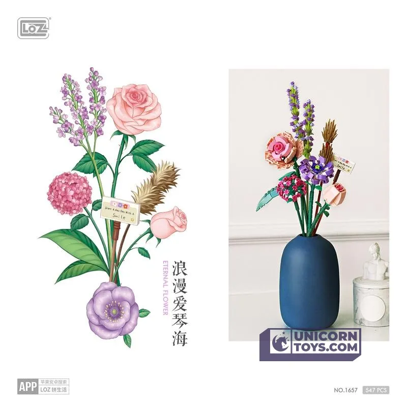 Rose Camellia Lavender Orchid Model | LOZ 1657 Mini Block Eternal Flower Set for Ages 10 