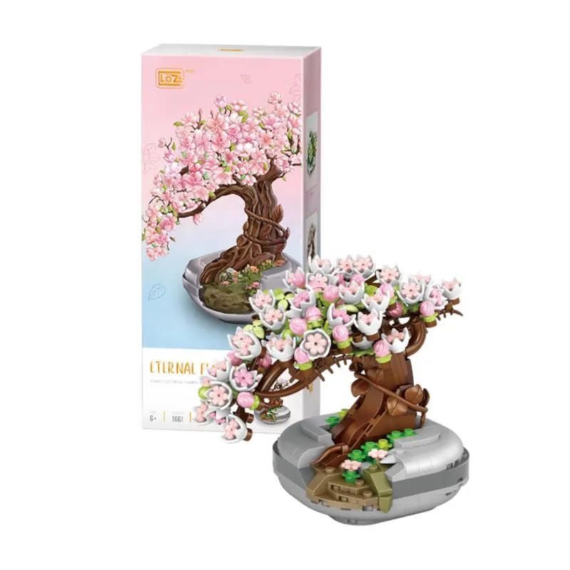 Sakura Cherry Blossom Bonsai | LOZ Mini Block Building Bricks Eternal Plant Pot Set for Ages 10 