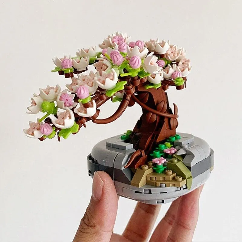 Sakura Cherry Blossom Bonsai | LOZ Mini Block Building Bricks Eternal Plant Pot Set for Ages 10 
