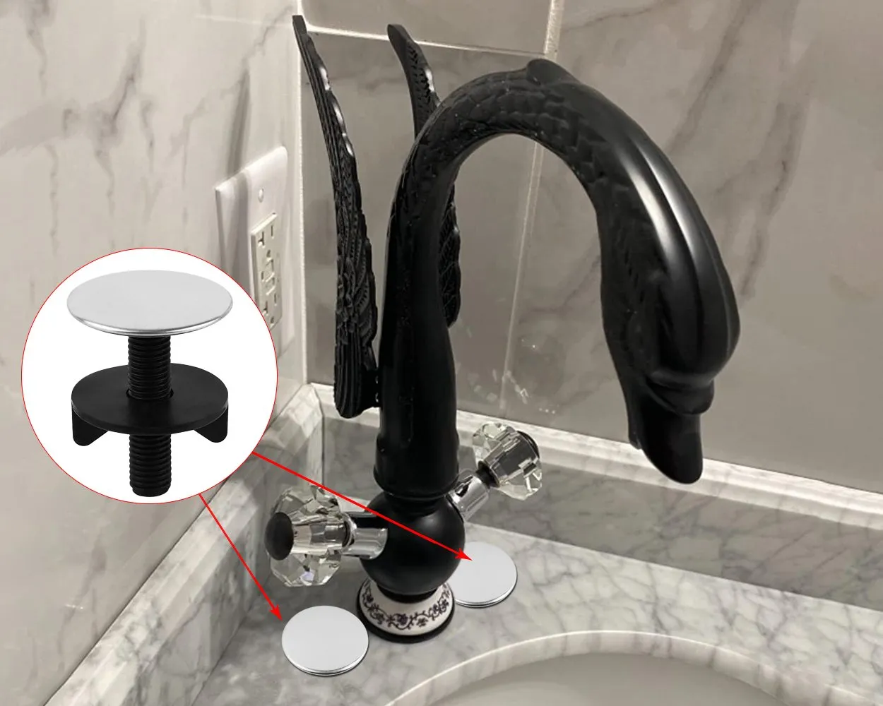 Sink Tap Hole Cover 4 Pieces Stainless Steel Kitchen Faucet Hole Plug