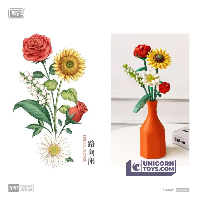 Sunflower Rose Saffron Hypericum | LOZ 1659 Mini Block Eternal Flower Set for Ages 10 