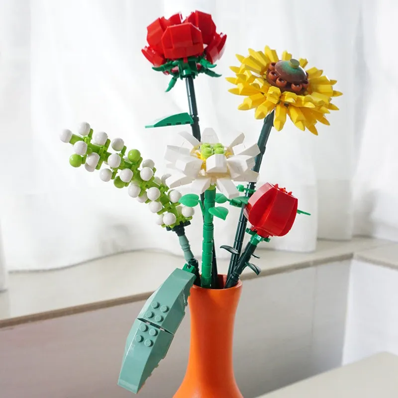 Sunflower Rose Saffron Hypericum | LOZ 1659 Mini Block Eternal Flower Set for Ages 10 