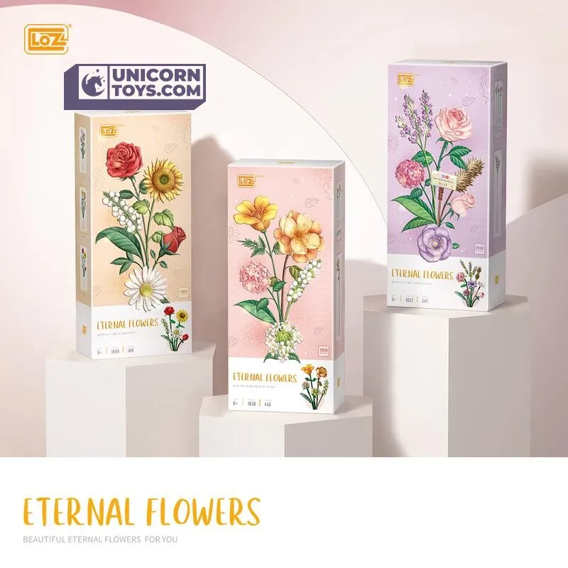 Sunflower Rose Saffron Hypericum | LOZ 1659 Mini Block Eternal Flower Set for Ages 10 