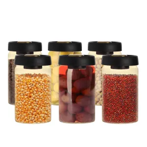 The Better Home Borosilicate Glass Jar for Kitchen Storage with Vacuum Plastic Lid | 1200ml |Airtight Jar for Cookies, Snacks, Spices, Dry Fruits, Nuts Coffee, Sugar | Amber Color| Pack of 6
