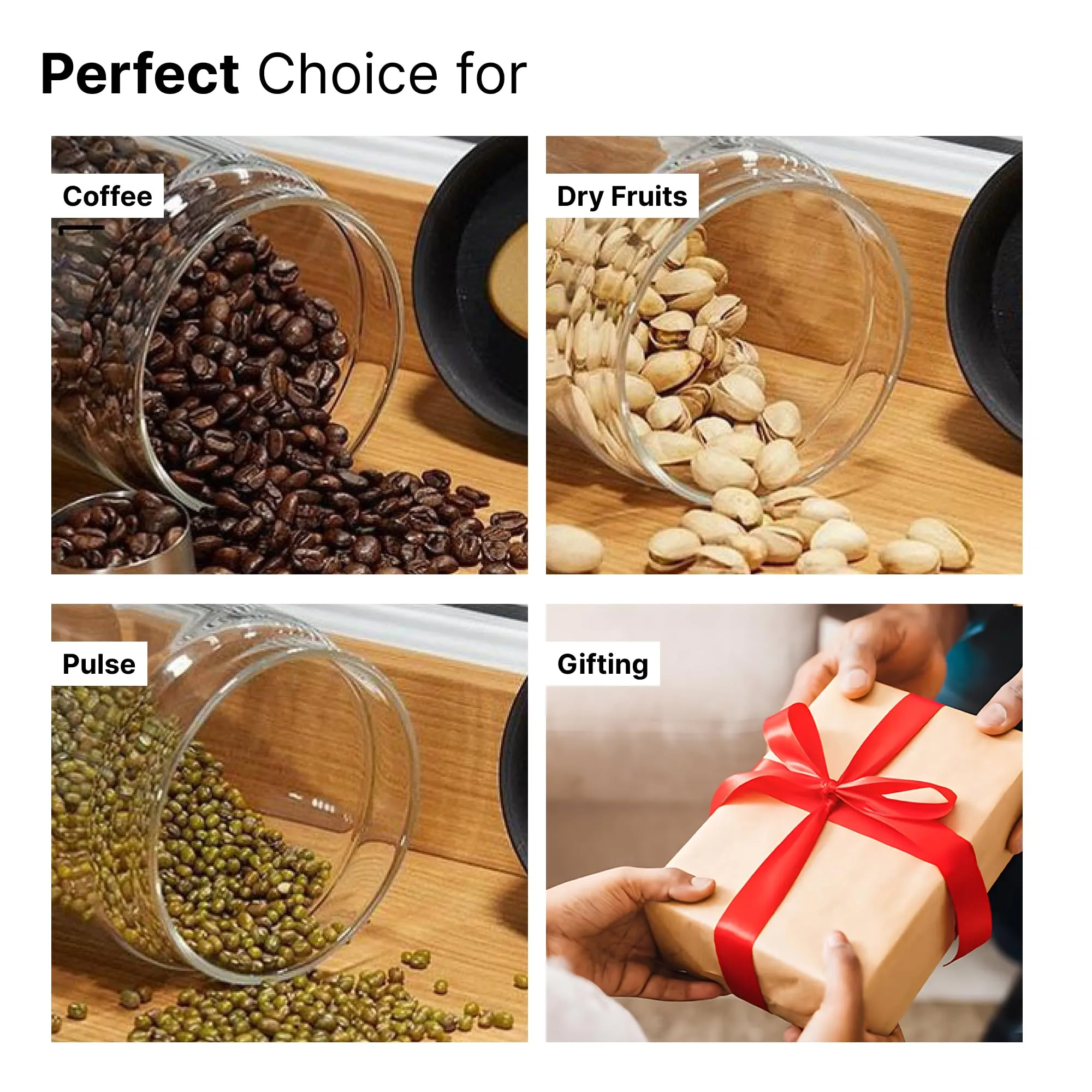 The Better Home Borosilicate Glass Jar for Kitchen Storage with Vacuum Plastic Lid | 1800ml | Multipurpose Airtight Jars for Cookies, Snacks, Spices, Coffee, Sugar, Dry Fruits, Nuts |