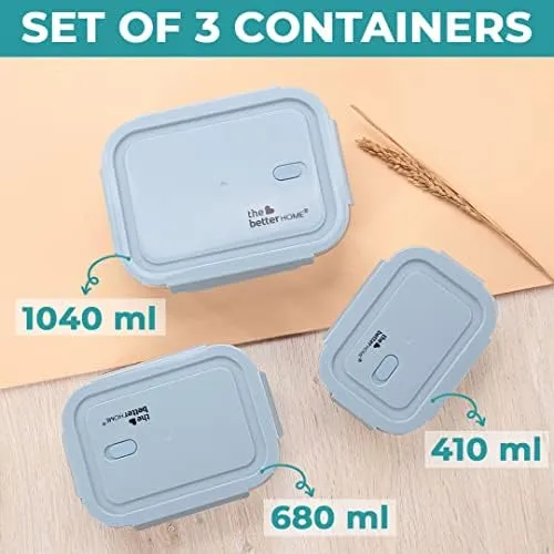 The Better Home Tall Jars 1000ml (Pack of 6) | Food Jars & Containers|Food Storage For Kitchen & SAVYA HOME 3mm HA Roti Tawa-25cm |Pack and Store Combo (3 Containers (Blue)   Tawa)