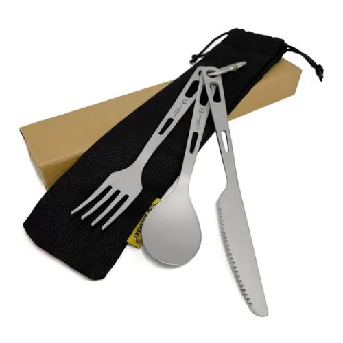 Titanium 3 Piece Cutlery Set (Knife, Fork and Spoon) by SilverAnt