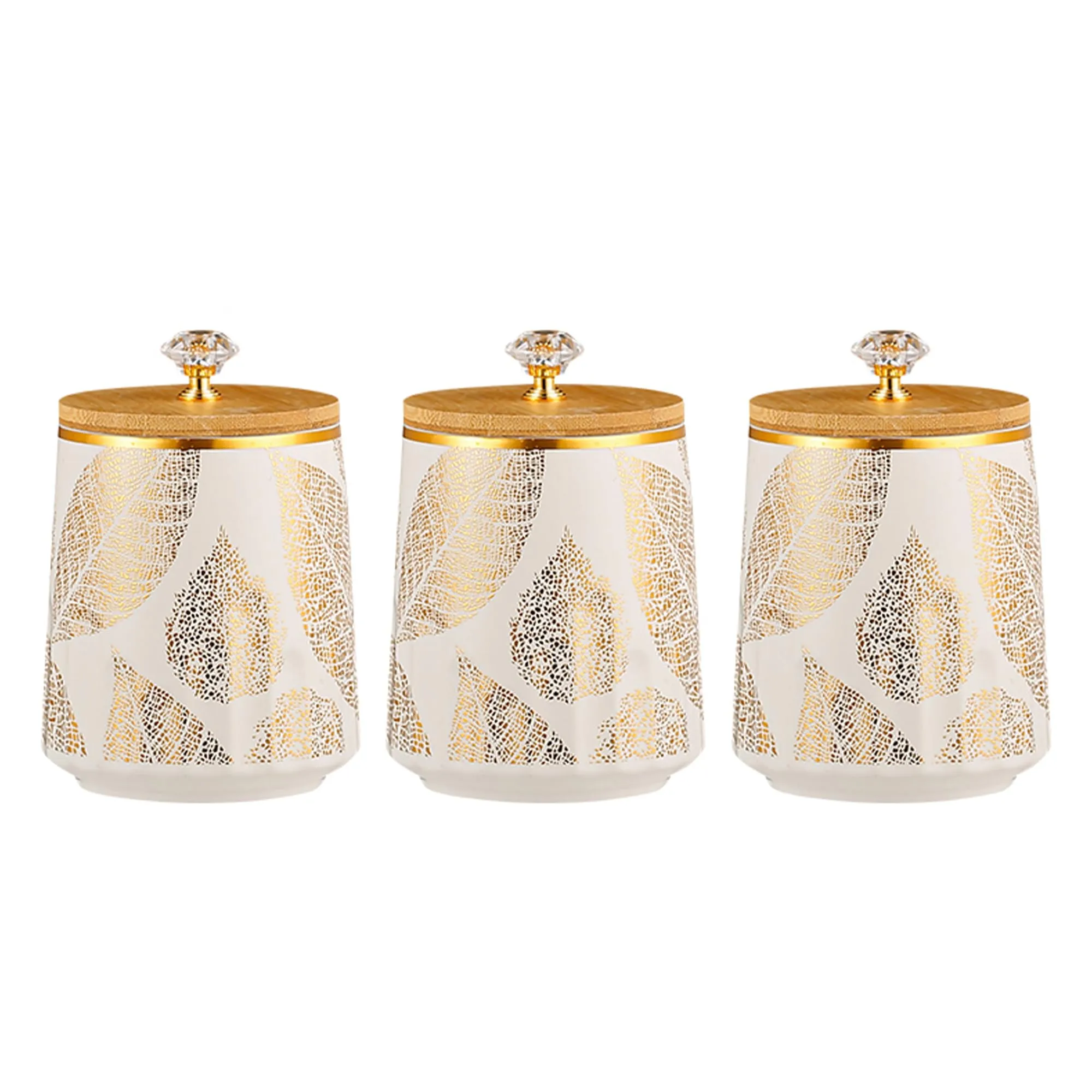 UMAI Ceramic Jars for kitchen storage with bamboo lids | 280ml Each | Pack of 3 | Airtight Kitchen containers set | Multipurpose jars for pickles dry fruits nuts | Multicolor |