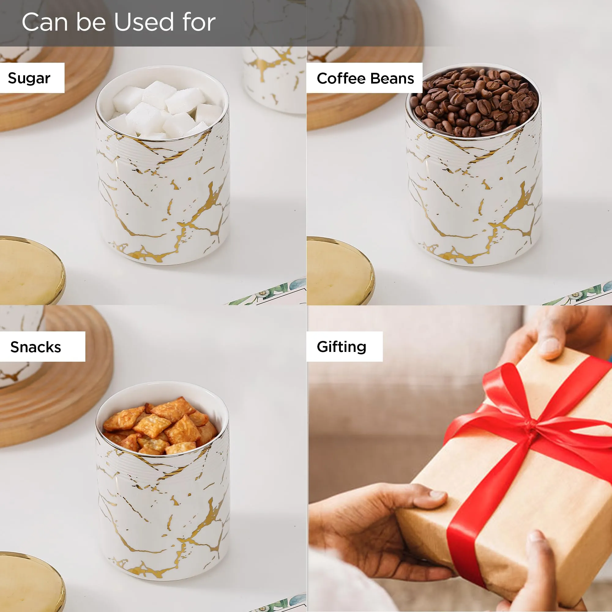 UMAI Ceramic Jars For Kitchen Storage With Ceramic Lids | Airtight Kitchen Containers Set | Kitchen Accessories Items | Multipurpose Jars For Pickles Nuts Dry Fruits | 310ml each | Pack of 3