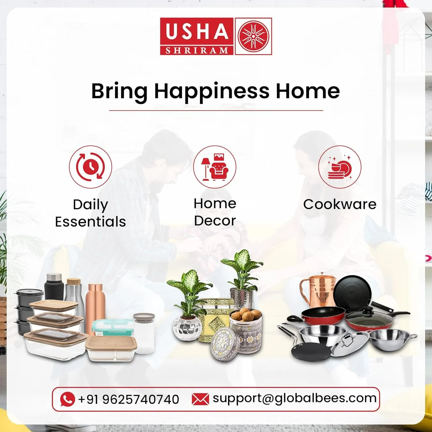 USHA SHRIRAM Ceramic Jar Set (3 Pcs - 500ml, 700ml, 850ml) Container For Kitchen Storage Box | Spice Jars For Kitchen |Air Tight Kitchen Jars & Containers Set With Lid For Storage | Green