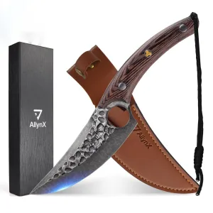 Viking Knife, AllynX hand forged boning knives for meat cutting, 5 Inch Huusk Chef Knives Meat Cleaver Butcher Knives, High Carbon Steel, for Kitchen, Camping, BBQ, Gift for Cook, Parents