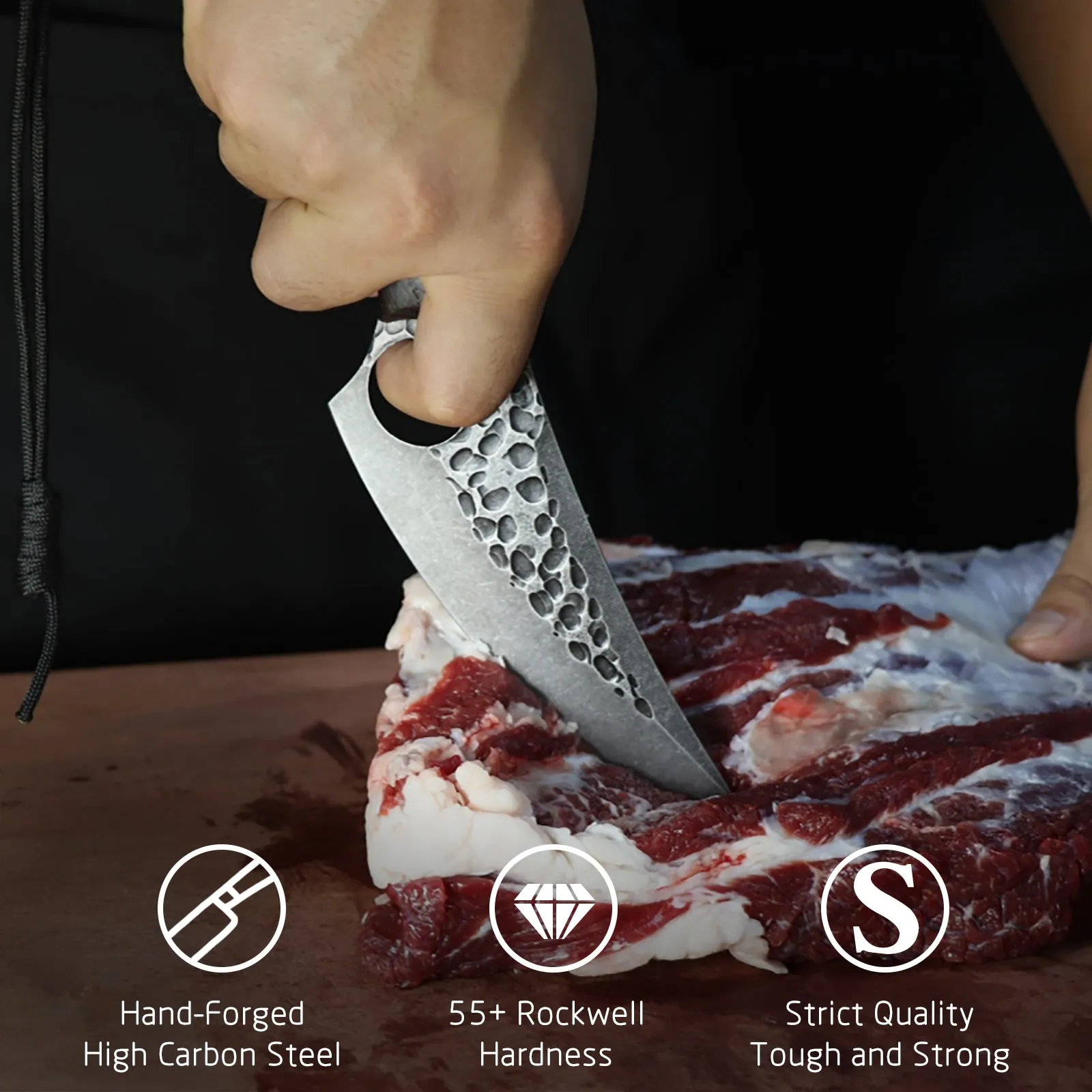 Viking Knife, AllynX hand forged boning knives for meat cutting, 5 Inch Huusk Chef Knives Meat Cleaver Butcher Knives, High Carbon Steel, for Kitchen, Camping, BBQ, Gift for Cook, Parents