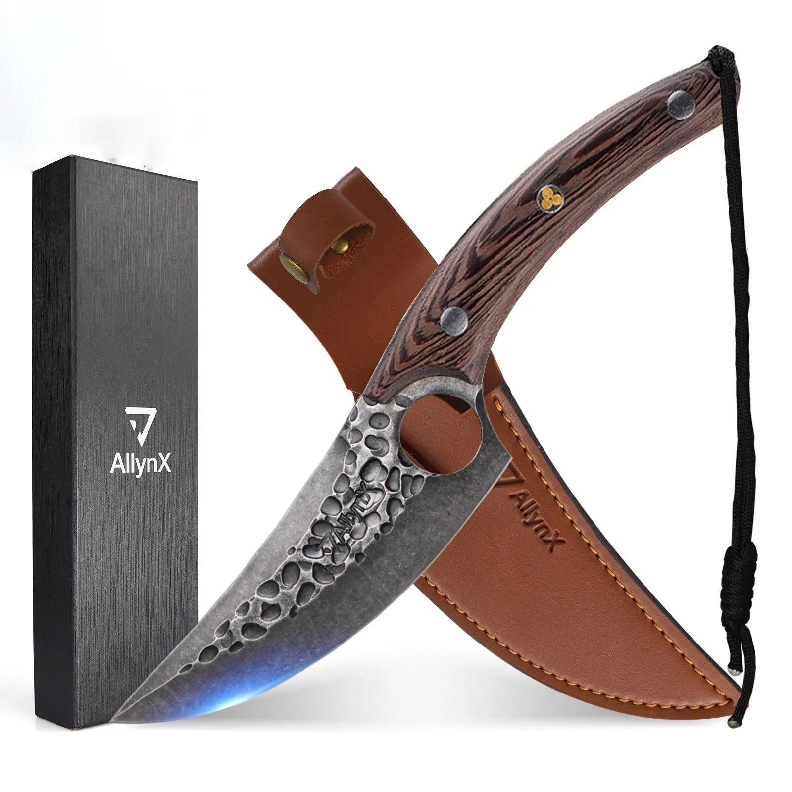 Viking Knife, AllynX hand forged boning knives for meat cutting, 5 Inch Huusk Chef Knives Meat Cleaver Butcher Knives, High Carbon Steel, for Kitchen, Camping, BBQ, Gift for Cook, Parents
