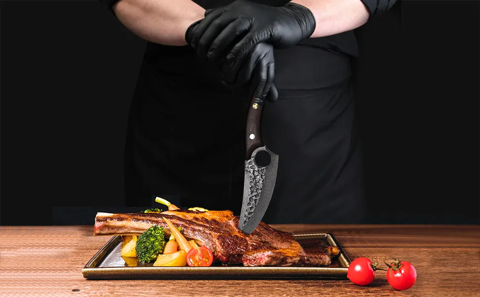 Viking Knife, AllynX hand forged boning knives for meat cutting, 5 Inch Huusk Chef Knives Meat Cleaver Butcher Knives, High Carbon Steel, for Kitchen, Camping, BBQ, Gift for Cook, Parents