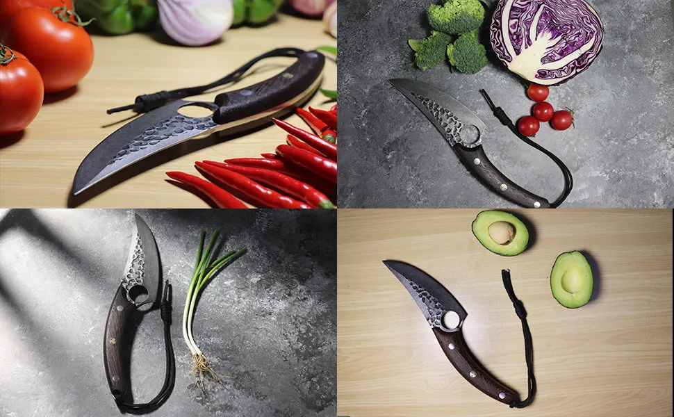 Viking Knife, AllynX hand forged boning knives for meat cutting, 5 Inch Huusk Chef Knives Meat Cleaver Butcher Knives, High Carbon Steel, for Kitchen, Camping, BBQ, Gift for Cook, Parents