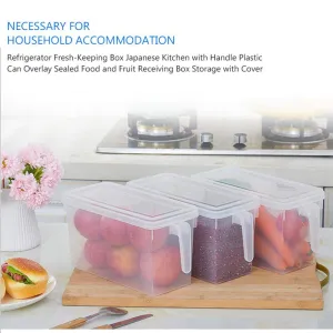 Volwco Food Storage Boxes With Lids Freezer Safe Volwco 3 Pcs 4.7L Large Plastic Kitchen Refrigerator Stackable Food Fruit Storage Containers With Handle